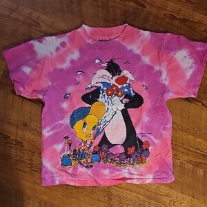 Kids Tie-Dye Looney Tunes Cartoon Graphic T-Shirt. Size Large.